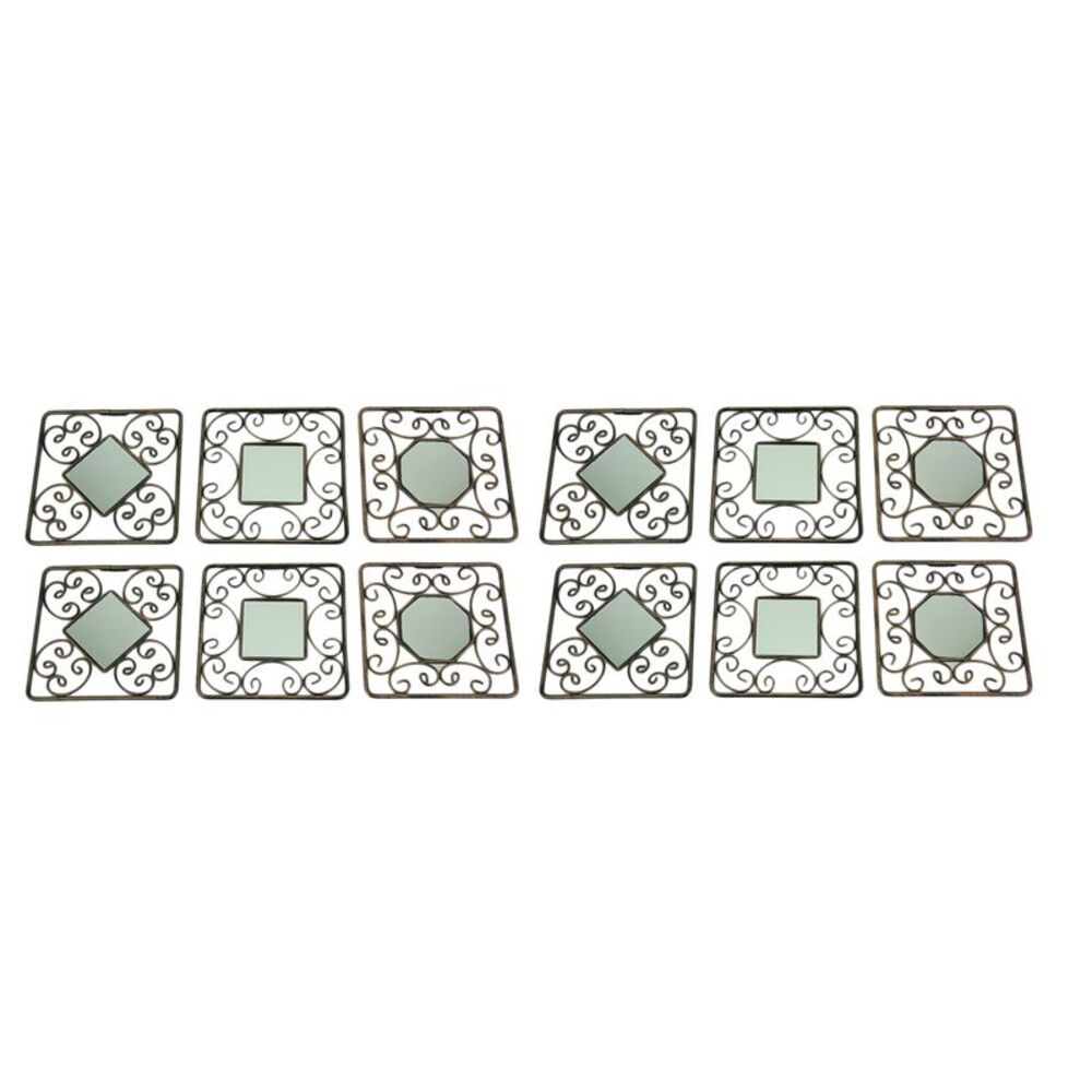 Decorative Scroll Distressed Finish Square Accent Mirrors Set of 12